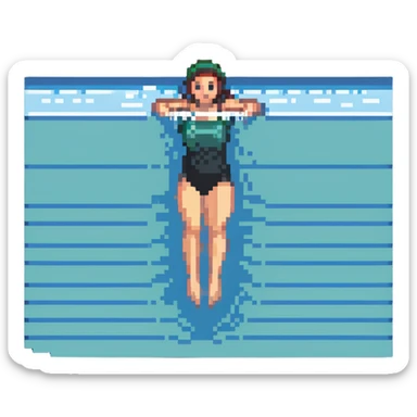 person swimming in a pool sticker