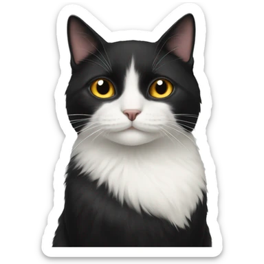 black cat with white bird on a had sticker