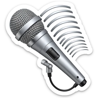 microphone with sound waves around sticker