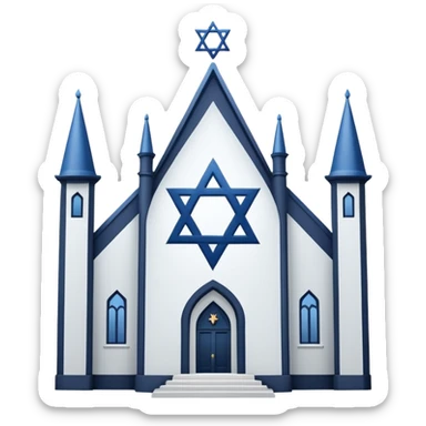 reform jewish synagogue similar to historical religious architecture in europe. the building should be white in color, feature gothic architectural elements and star of david as main symbol. no crosses, christian symbols, the color blue and any visual associations with israel. ios style. sticker