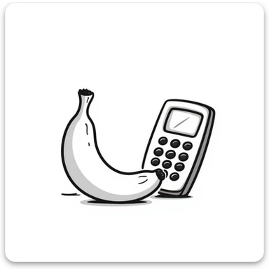 banana with T9 keyboard, hand drawn doodle style sticker