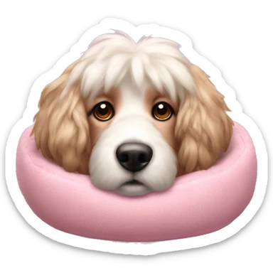 Pink doggie bed fluffy realistic  sticker