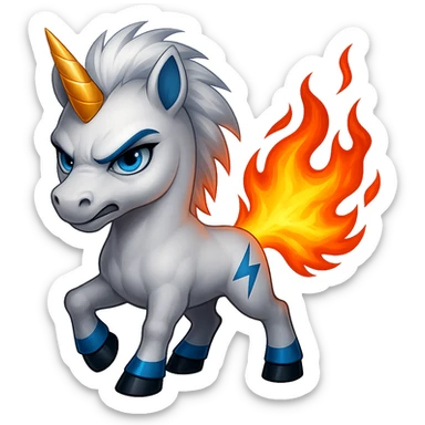 Make the pony look more aggressive with fire in its tail. Keep the background transparent. sticker