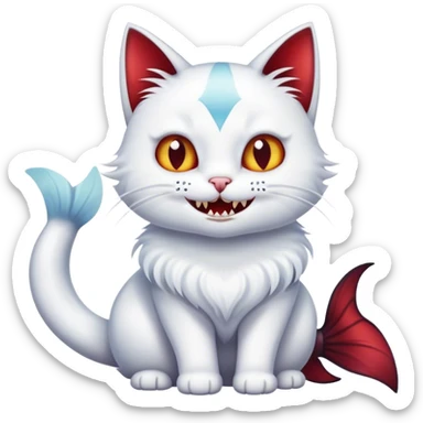 cat with vampire teeth and fish tail sticker