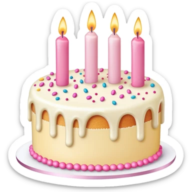 ￼ cake with three candles for a girl sticker