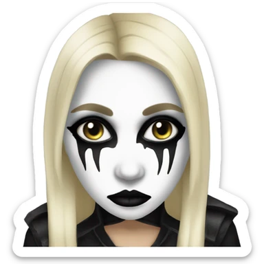 Blond girl wearing black metal corpse paint sticker