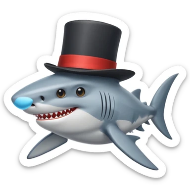 Shark with a top hat sticker