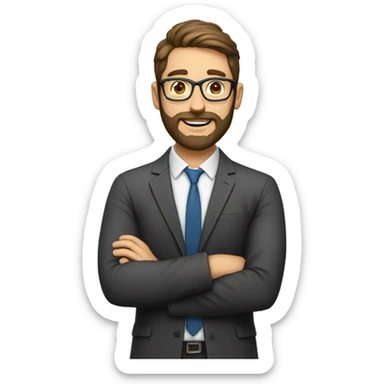 Male teacher with bun and a beard sticker