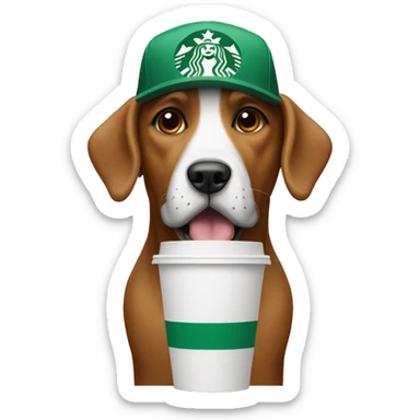 Dog with starbucks hat on sticker