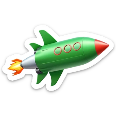 cinematic realistic 3d green Rocket signboard sticker