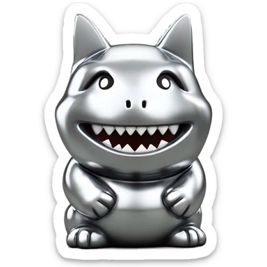 Full chrome plated solid color uncluttered maneki shark 3d sticker