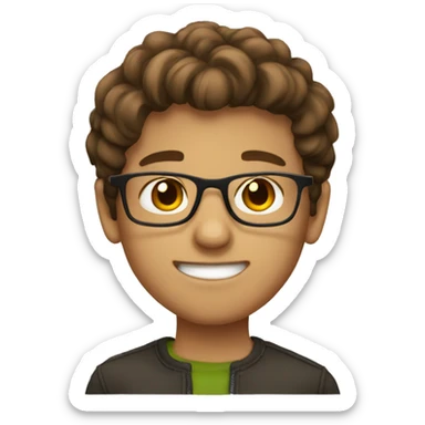 A brown-haired boy with glasses sticker