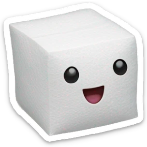 sugar cube on a tissue sticker