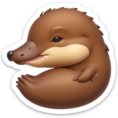 Meme-Worthy Cute Sleeping Platypus Portrait Emoji, Head resting peacefully with a contented smile, showcasing a unique, streamlined build and a luxuriously soft brown fur, eyes shut in a serene, restful float, Simplified yet hilariously adorable features, highly detailed, glowing with a soft, drowsy light, high shine, relaxed and utterly lovable, stylized with an air of playful laziness, bright and heartwarming, soft glowing outline, capturing the essence of a comically sleepy platypus, so meme‐worthy it feels like it could instantly become the next viral sensation of adorable slumber! sticker