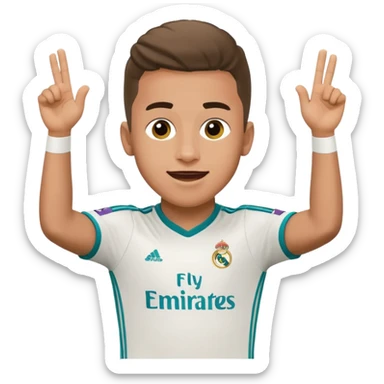 Jude Bellingham, English footballer, in a Real Madrid kit, celebrating a goal, emoji style sticker