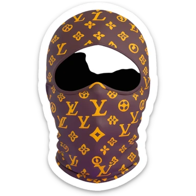 high-end Louis Vuitton ski mask with classic LV monogram print sticker