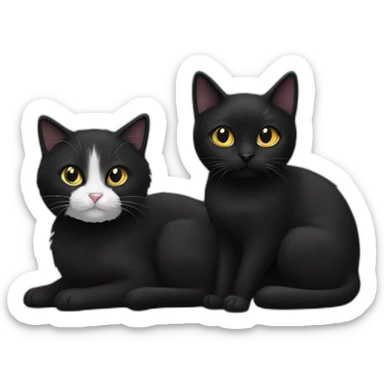 One black cat one black and white cat sticker