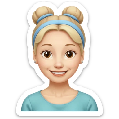 a woman, with a bun, mid 60, wearing a tracheostoma sticker