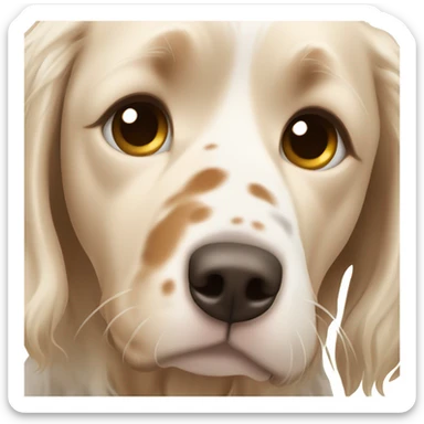 Cute Blonde girl with white and Brown english setter portrait sticker
