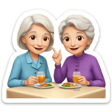 conversación dentro de un restaurant  dos personas y una de las persoans sea una abuela sticker