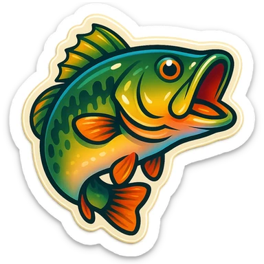 bass fish, emoji style, inspired by Twitter Emoji Stickers, simple and expressive sticker