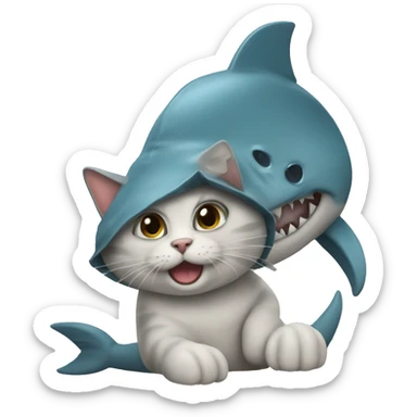 cat with shark hat sticker