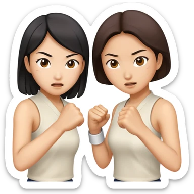 two asian street women fighting sticker