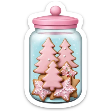 pastel pink christmas cookies in jar with pink lid  sticker