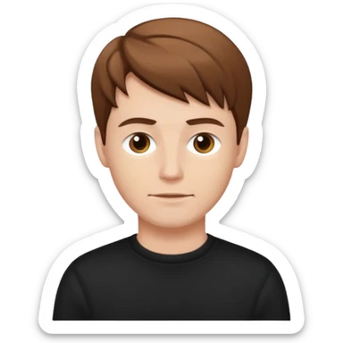 white man black pullover brown styled hair sticker