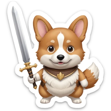 corgi with sword strapped to his front sticker