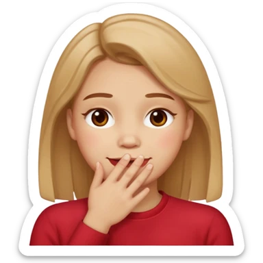 Hand over mouth with blushed cheeks more redness on cheek and smiling  sticker