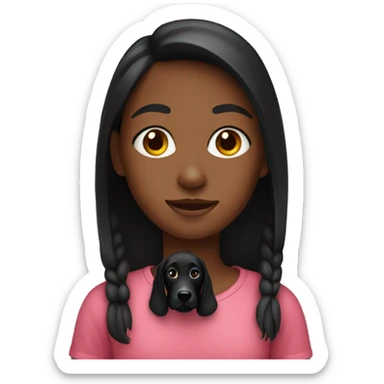 A girl and her black dog sticker