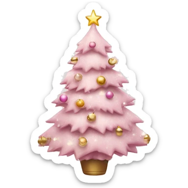 Pretty light pink Christmas tree with decorations  sticker