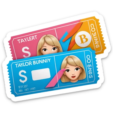 bad bunny and taylor swift concert tickers sticker