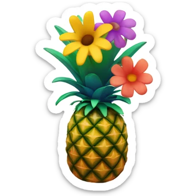 Pineapple with flowers sticker