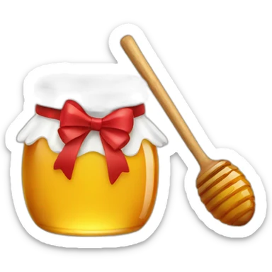 honey jar with red bow sticker