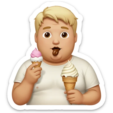 fat dirty blonde man eating ice cream sticker