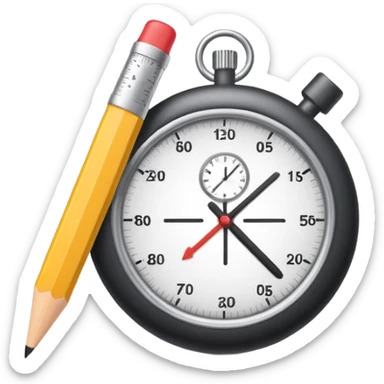 minimal emoji-style icon for writing test 'Task 1', showing a chart or graph with a pencil and a subtle timer, clean, suitable for educational use sticker