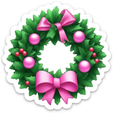 Pink Christmas wreath with bows sticker