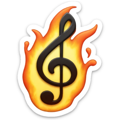 Music symbol with flames sticker