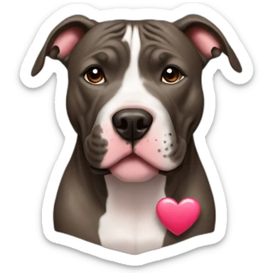 Brindle Pitbull wth a heart sticker