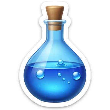 FANTASY MAGIC MANA BLUE POTION TILTED TO THE LEFT IN A CIRCLE BOTTLE very glossy sticker