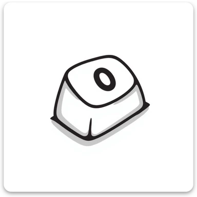 Number 0 keycap, keyboard button with the digit zero sticker