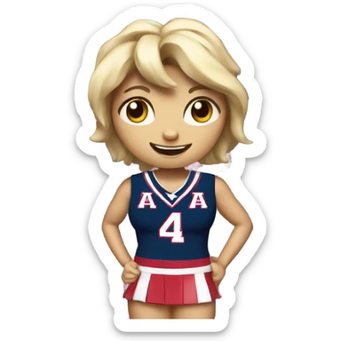 U of a Wilma mascot with cheerleading outfit  sticker