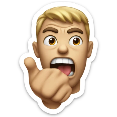 Angry emoji with hand to slap sticker