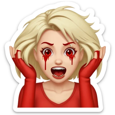 Manic laughter ripping hair out female sticker