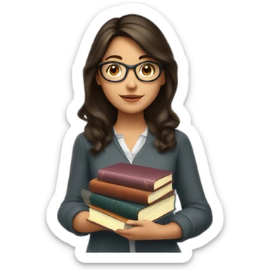 Very Studious brunette girl with books sticker