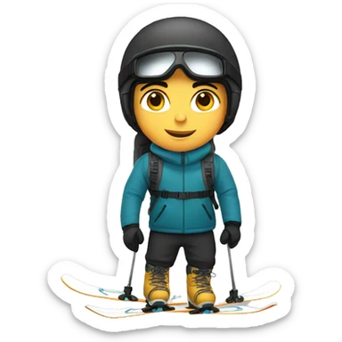 black haired male boy Skier sticker