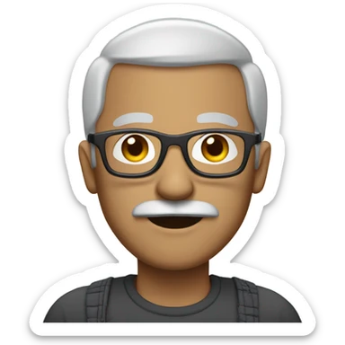 semi bald man mustache glasses gray hair  sticker