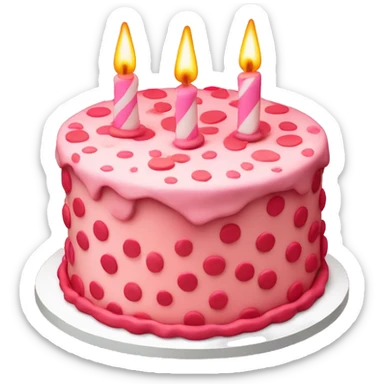 Beautiful big pink and red dotted birthday cake sticker